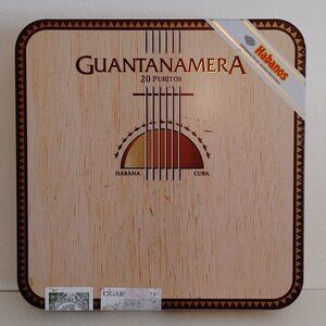 RETRO Guantanamera Cigars TIN Canada Habanos Cuba EMPTY Metal Tin Gold Interior